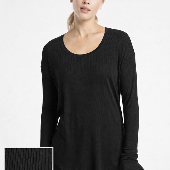 Athleta Tops - Athleta Cloudlight Stratus Long Sleeve Tee Black Modal Ribbed XS